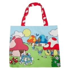 LOUNGEFLY The Smurfs Village Life Canvas Tote Bag