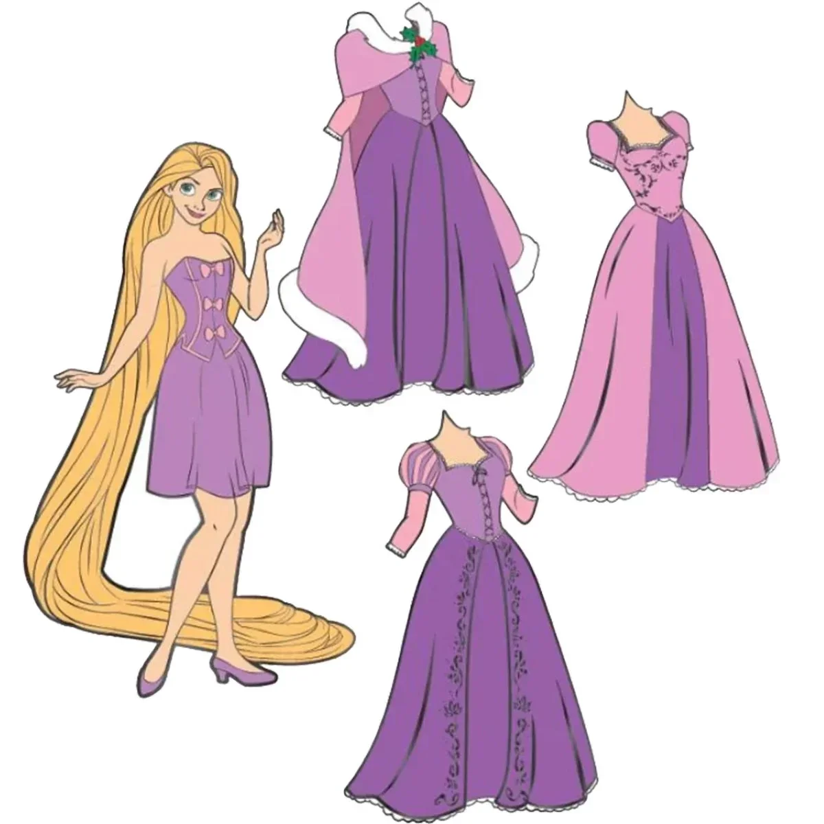 LOUNGEFLY Tangled Rapunzel Paper Doll Magnetic Pin Set 3 LOUNGEFLY Tangled Rapunzel Paper Doll Magnetic Pin Set