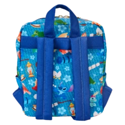 LOUNGEFLY Stitch Camping Cuties All-Over Print Nylon Square Mini Backpack -Animation Bag Store 1e1e30c62ec8990309aa8fa9dd06c91e