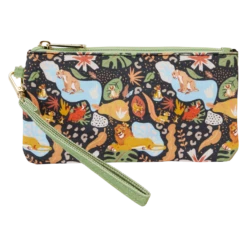 LOUNGEFLY The Lion King 30th Anniversary All-Over Print Nylon Zipper Pouch Wristlet