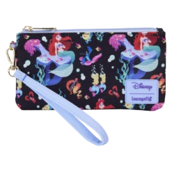 LOUNGEFLY The Little Mermaid 35th Anniversary Life Is The Bubbles All-Over Print Nylon Zipper Pouch Wristlet