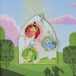 LOUNGEFLY Sleeping Beauty Castle Three Good Fairies Stained Glass 3" Collector Box Sliding Pin 10 LOUNGEFLY Sleeping Beauty Castle Three Good Fairies Stained Glass 3" Collector Box Sliding Pin -Animation Bag Store GHJ3iWOFS5VUXWYm5oG1rodiGlthy3lfOcpOdR06