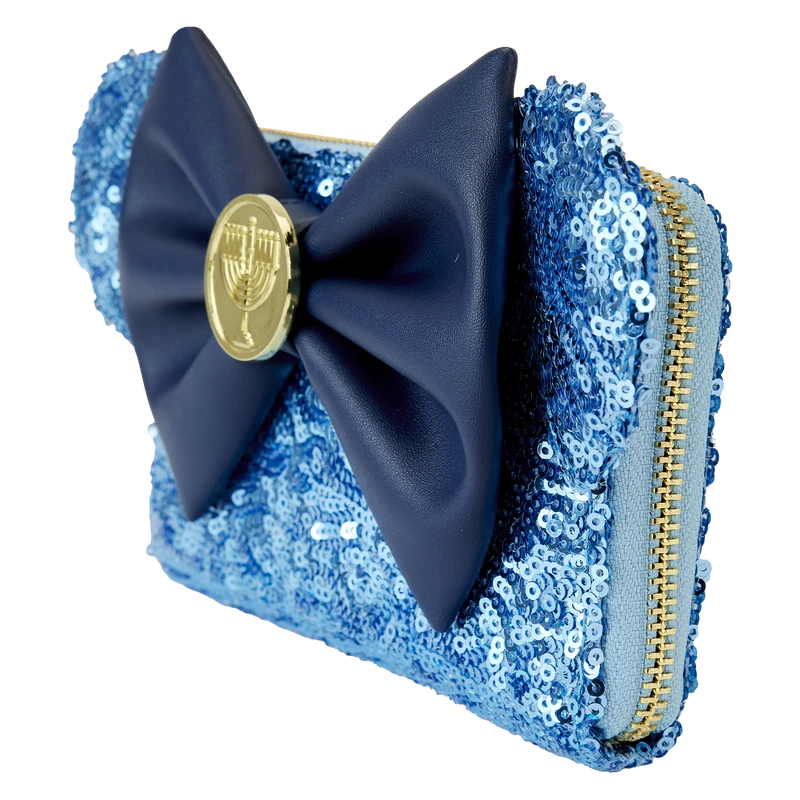 LOUNGEFLY Minnie Mouse Hanukkah Sequin Zip Around Wallet 5 LOUNGEFLY Minnie Mouse Hanukkah Sequin Zip Around Wallet - Image 3