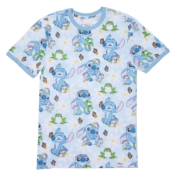 LOUNGEFLY Stitch Springtime Daisy All-Over Print Unisex Tee