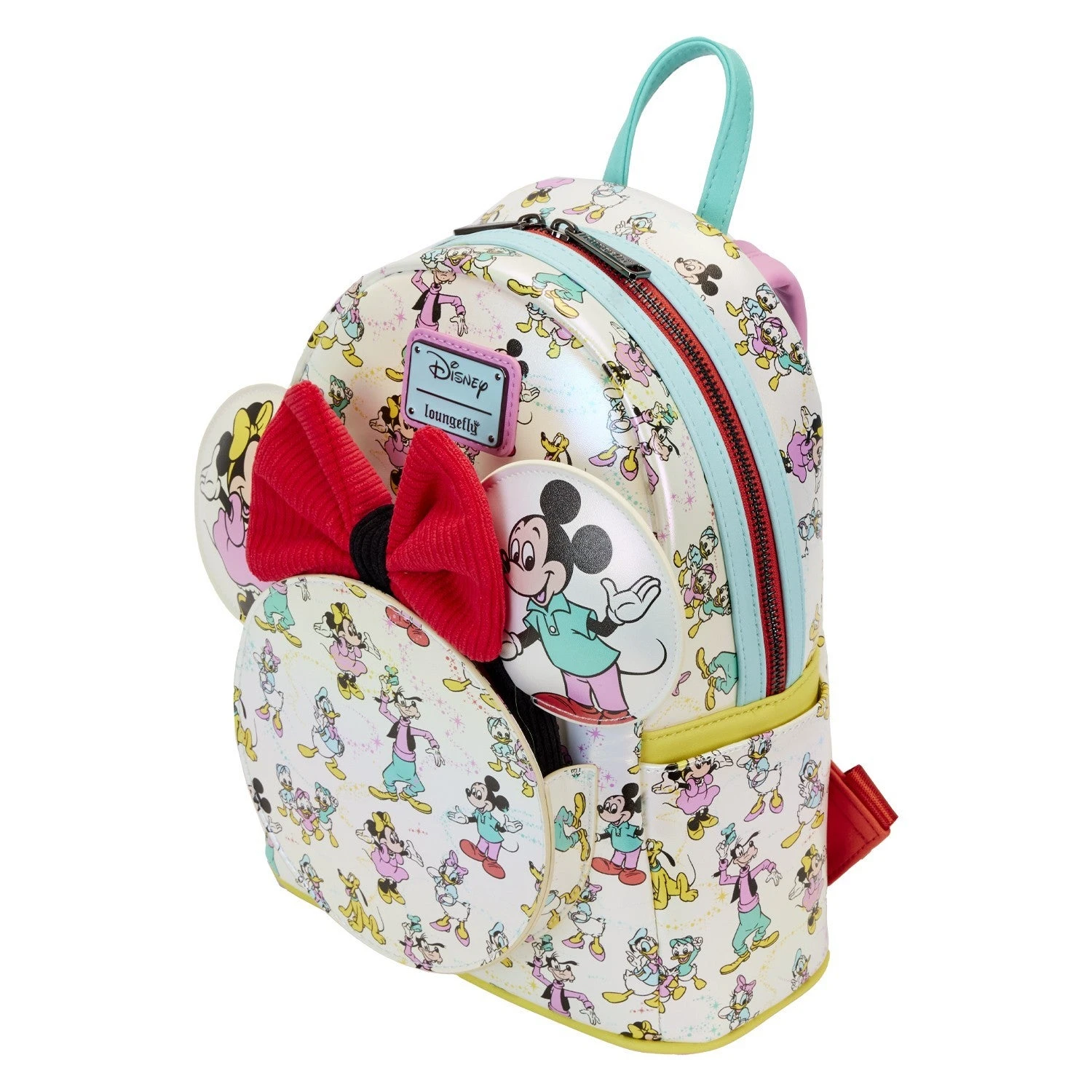 LOUNGEFLY Mickey & Friends Classic All-Over Print Iridescent Mini Backpack With Ear Headband 4 LOUNGEFLY Mickey & Friends Classic All-Over Print Iridescent Mini Backpack With Ear Headband - Image 2