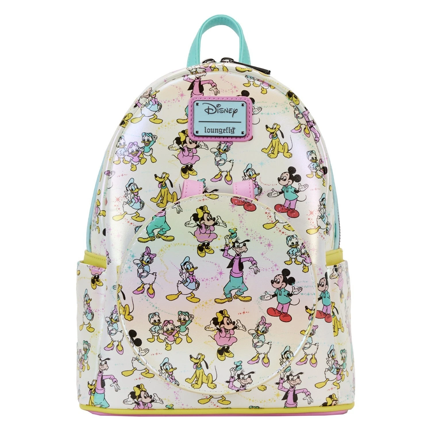 LOUNGEFLY Mickey & Friends Classic All-Over Print Iridescent Mini Backpack With Ear Headband 6 LOUNGEFLY Mickey & Friends Classic All-Over Print Iridescent Mini Backpack With Ear Headband - Image 4