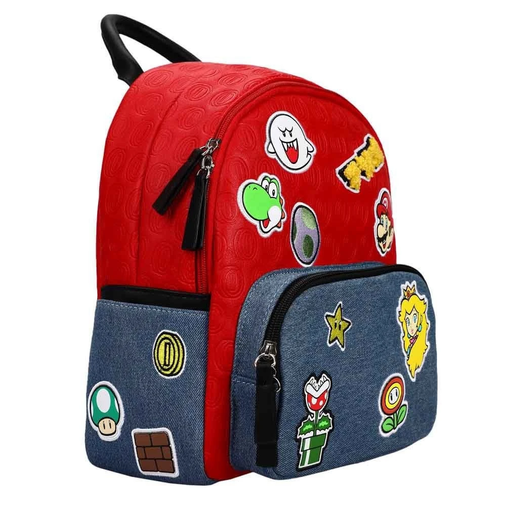 Bioworld Nintendo Super Mario Icon Patches Embossed Mini Backpack 4 Bioworld Nintendo Super Mario Icon Patches Embossed Mini Backpack - Image 2