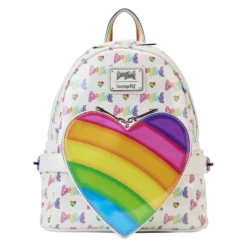 LOUNGEFLY Lisa Frank Rainbow Heart Mini Backpack With Waist Bag