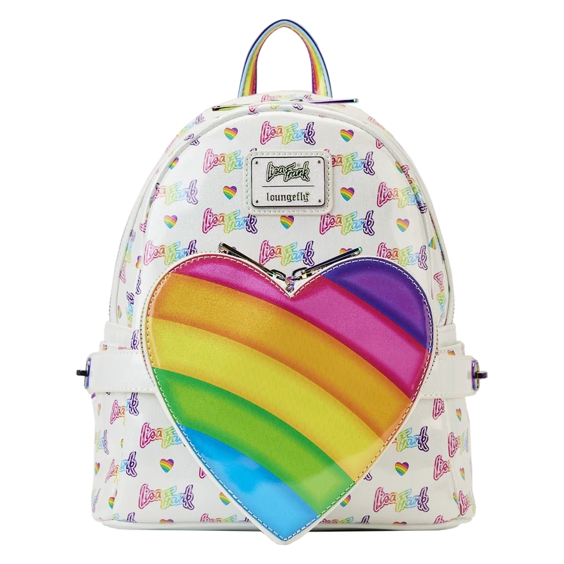 LOUNGEFLY Lisa Frank Rainbow Heart Mini Backpack With Waist Bag 3 LOUNGEFLY Lisa Frank Rainbow Heart Mini Backpack With Waist Bag