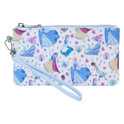 LOUNGEFLY Princess Manga Style All-Over Print Nylon Zipper Pouch Wristlet