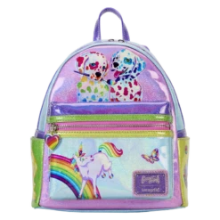 LOUNGEFLY Lisa Frank Holographic Glitter Color Block Mini Backpack
