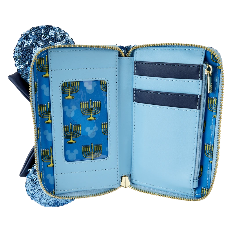 LOUNGEFLY Minnie Mouse Hanukkah Sequin Zip Around Wallet 7 LOUNGEFLY Minnie Mouse Hanukkah Sequin Zip Around Wallet - Image 5