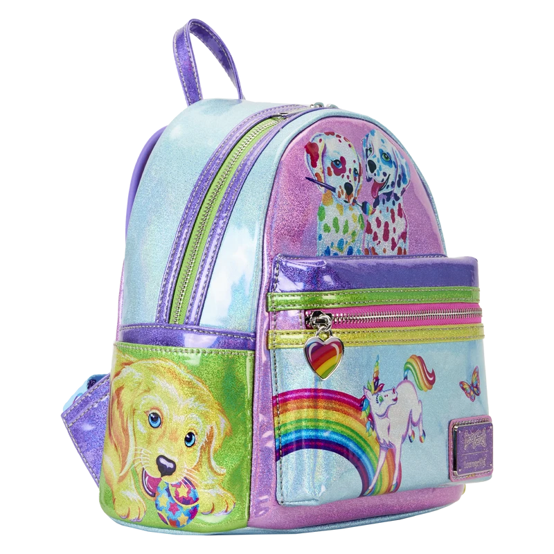 LOUNGEFLY Lisa Frank Holographic Glitter Color Block Mini Backpack 5 LOUNGEFLY Lisa Frank Holographic Glitter Color Block Mini Backpack - Image 3