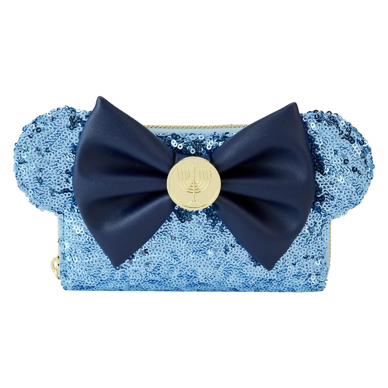 LOUNGEFLY Minnie Mouse Hanukkah Sequin Zip Around Wallet 3 LOUNGEFLY Minnie Mouse Hanukkah Sequin Zip Around Wallet