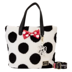 LOUNGEFLY Minnie Mouse Rocks The Dots Classic Sherpa Tote Bag