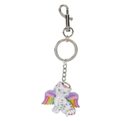 LOUNGEFLY Lisa Frank Holographic Glitter Angel Kitty Moving Keychain